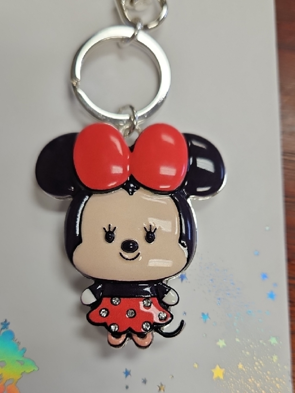 Disney Minnie Mouse Pink-Red Bow Keychain - Picture 2 of 5